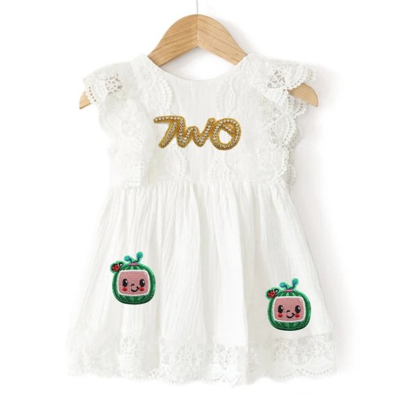 Cocomelon Dress Second Birthday Romper Dress Outfit Two Smash Cake Melon Clothes